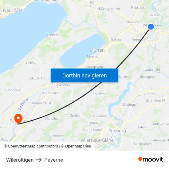 Wileroltigen to Payerne map