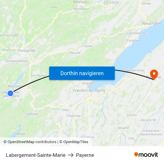 Labergement-Sainte-Marie to Payerne map