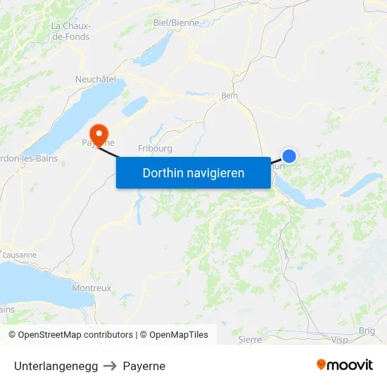 Unterlangenegg to Payerne map