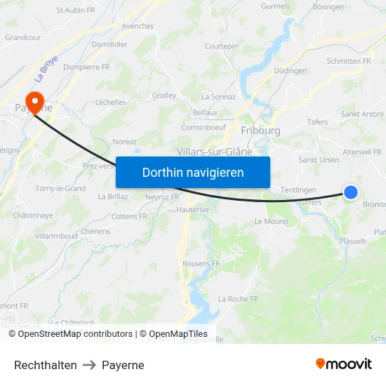 Rechthalten to Payerne map