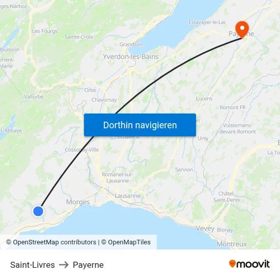 Saint-Livres to Payerne map