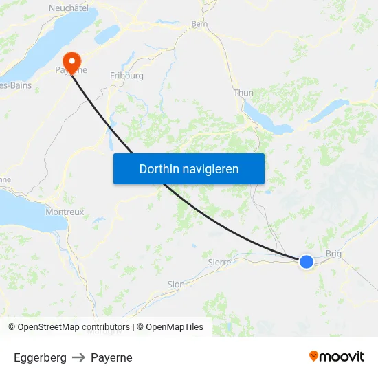 Eggerberg to Payerne map