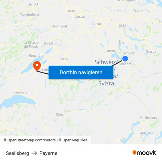 Seelisberg to Payerne map