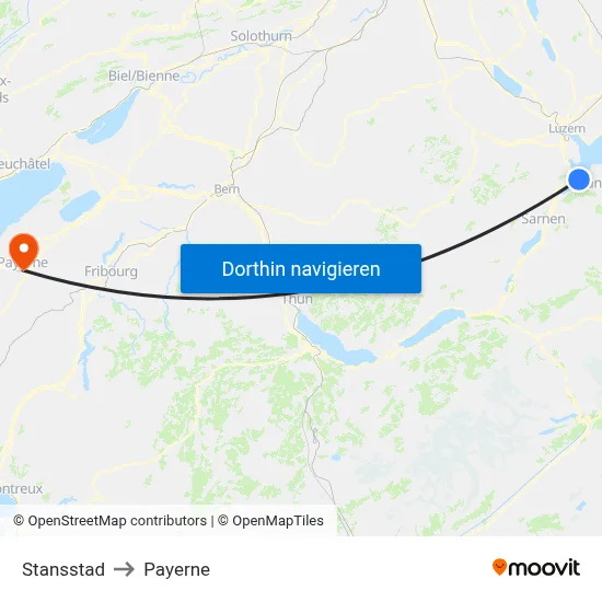 Stansstad to Payerne map