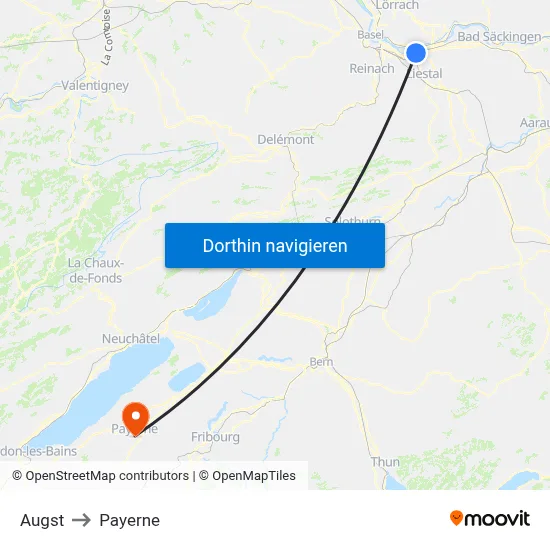 Augst to Payerne map