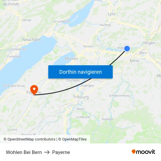 Wohlen Bei Bern to Payerne map