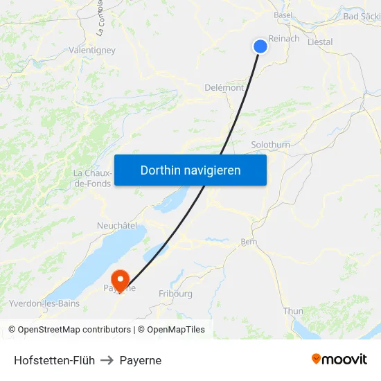 Hofstetten-Flüh to Payerne map