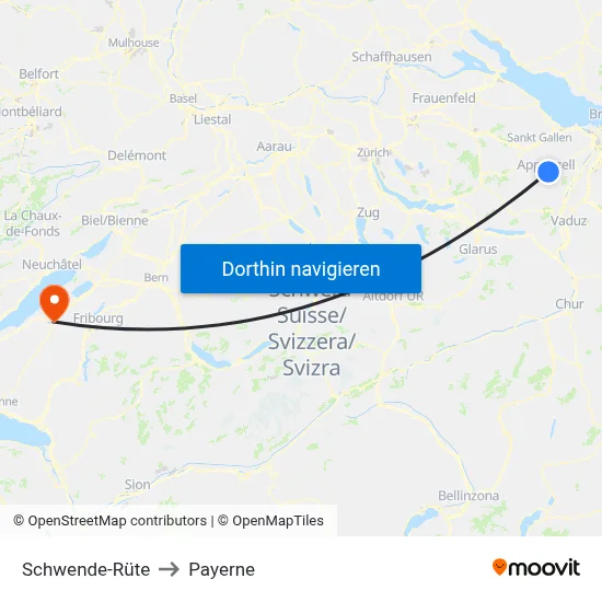 Schwende-Rüte to Payerne map