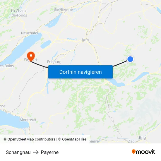 Schangnau to Payerne map