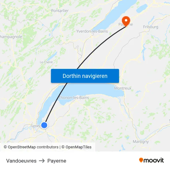 Vandoeuvres to Payerne map