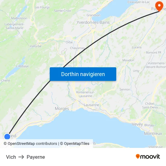 Vich to Payerne map
