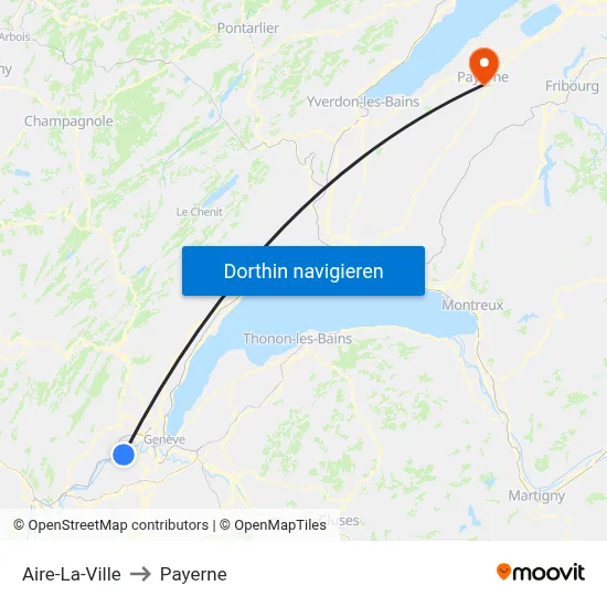 Aire-La-Ville to Payerne map