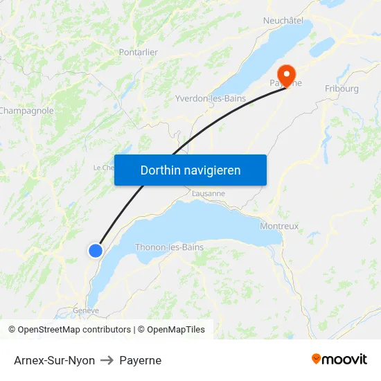 Arnex-Sur-Nyon to Payerne map