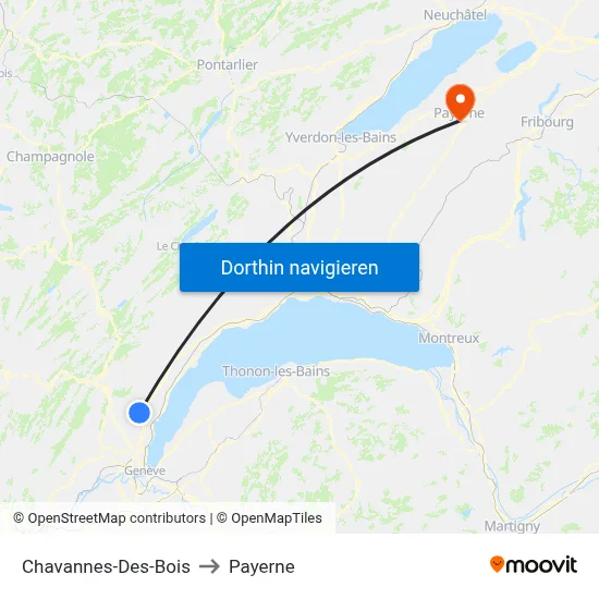 Chavannes-Des-Bois to Payerne map