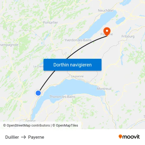 Duillier to Payerne map
