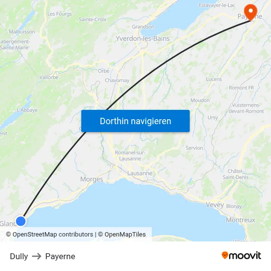 Dully to Payerne map