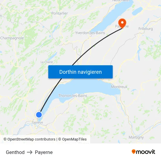 Genthod to Payerne map