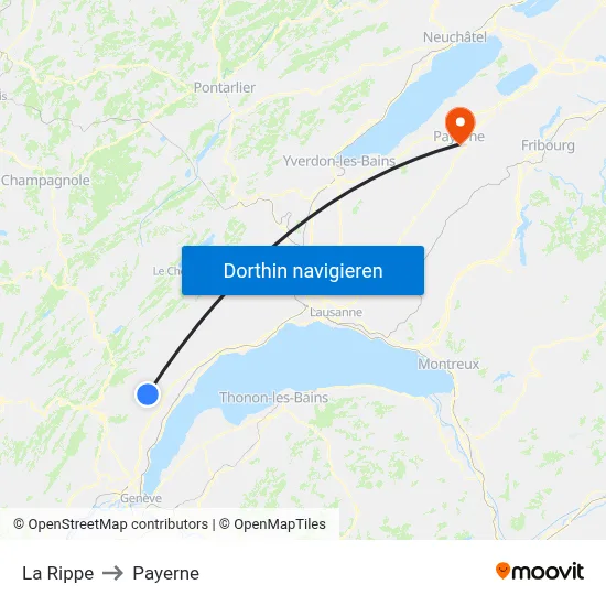 La Rippe to Payerne map