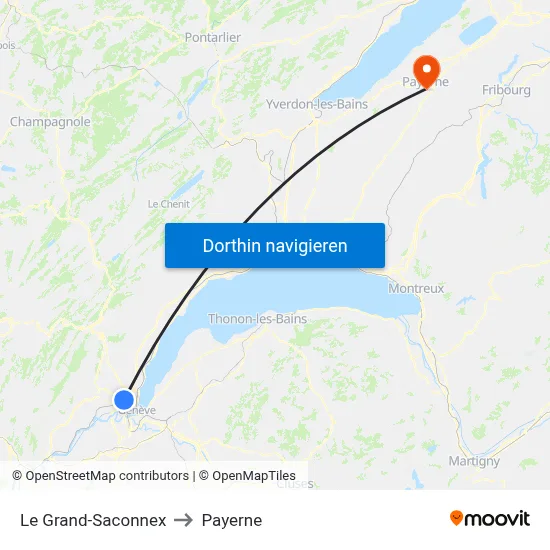 Le Grand-Saconnex to Payerne map