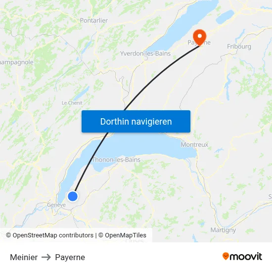 Meinier to Payerne map