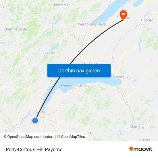 Perly-Certoux to Payerne map