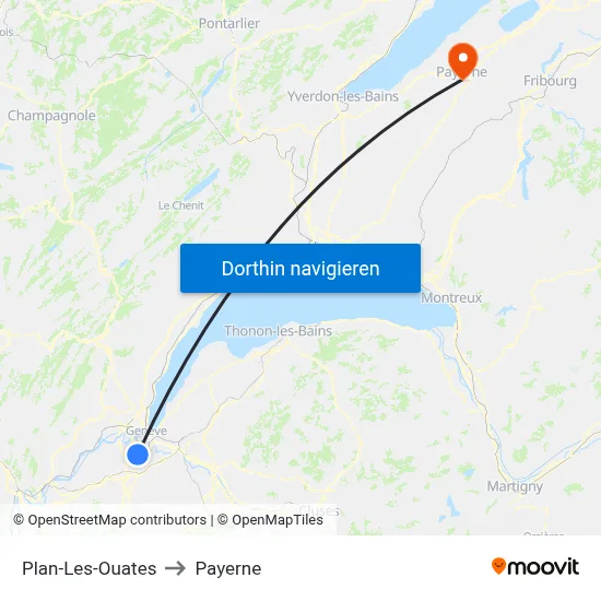 Plan-Les-Ouates to Payerne map