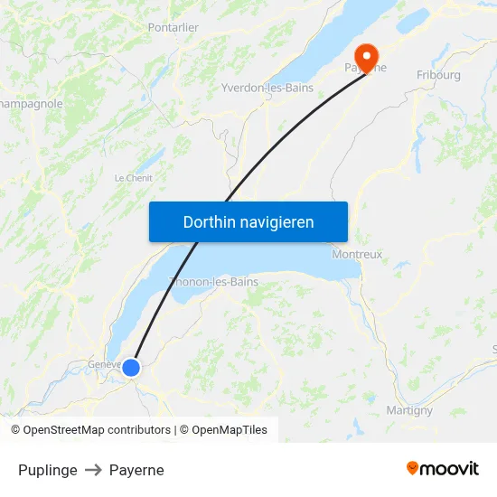 Puplinge to Payerne map
