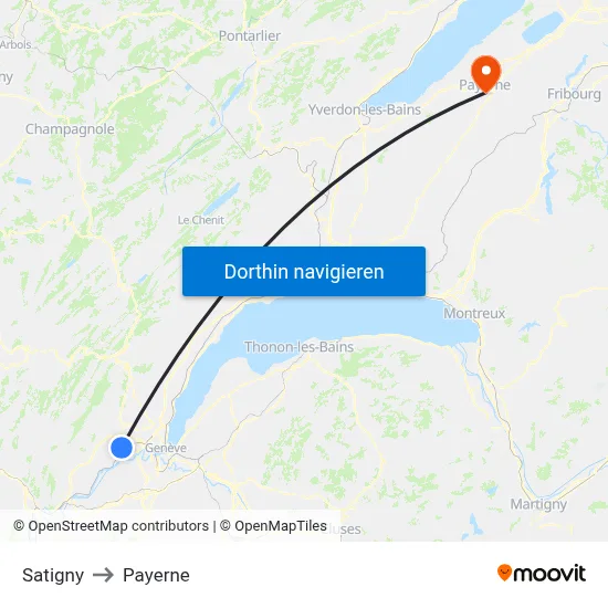 Satigny to Payerne map