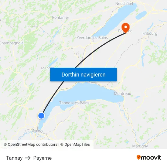 Tannay to Payerne map
