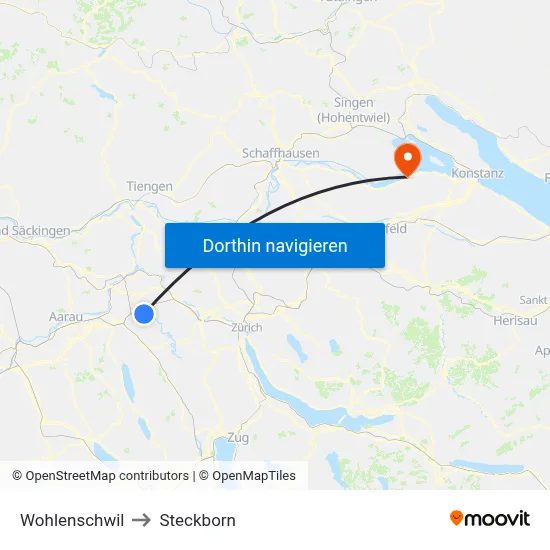 Wohlenschwil to Steckborn map