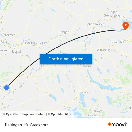 Deitingen to Steckborn map