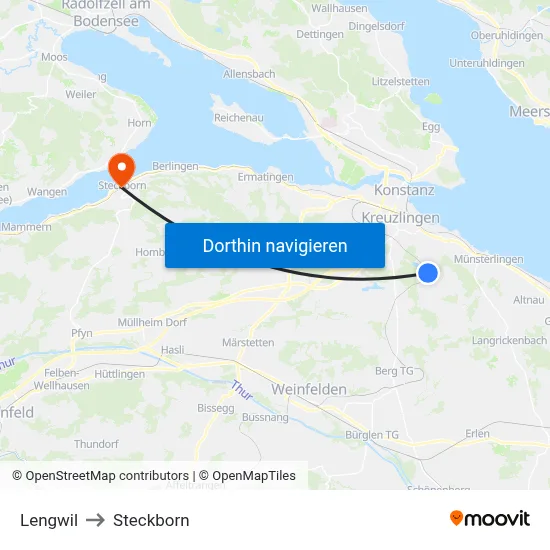 Lengwil to Steckborn map