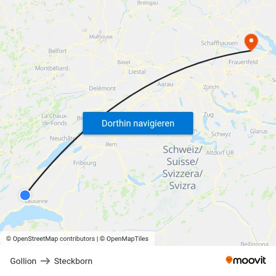 Gollion to Steckborn map