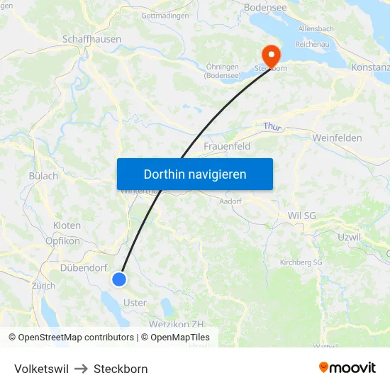 Volketswil to Steckborn map