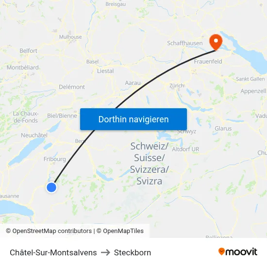 Châtel-Sur-Montsalvens to Steckborn map