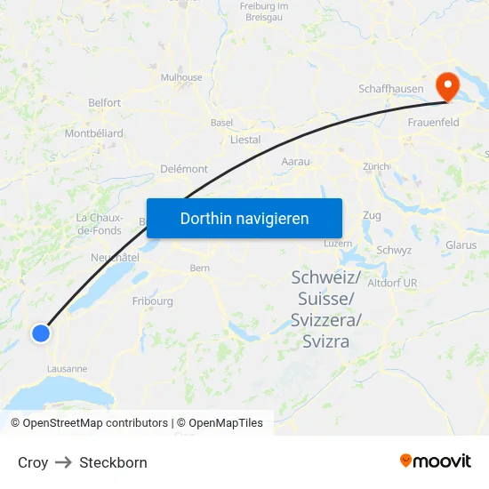 Croy to Steckborn map