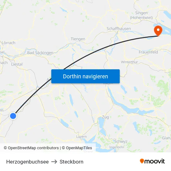 Herzogenbuchsee to Steckborn map