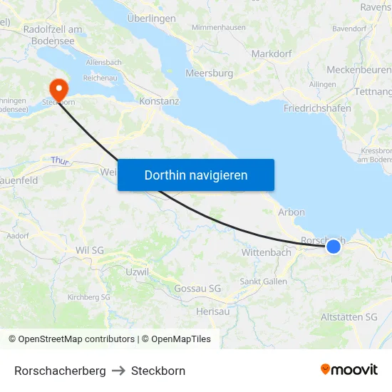 Rorschacherberg to Steckborn map
