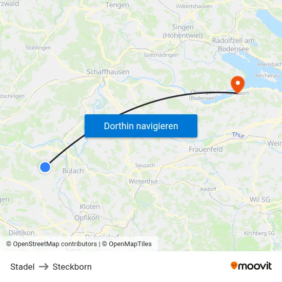 Stadel to Steckborn map
