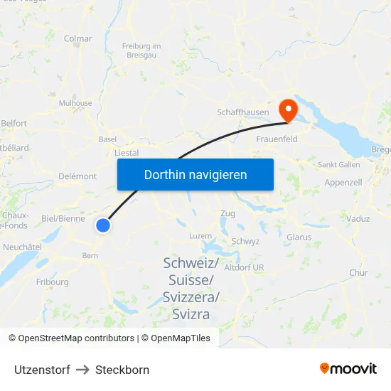 Utzenstorf to Steckborn map