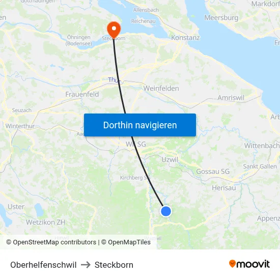 Oberhelfenschwil to Steckborn map