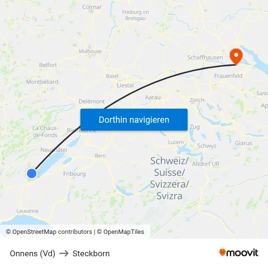 Onnens (Vd) to Steckborn map