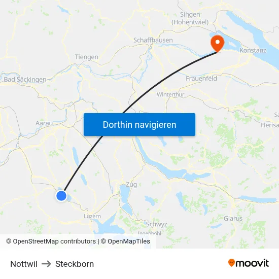 Nottwil to Steckborn map