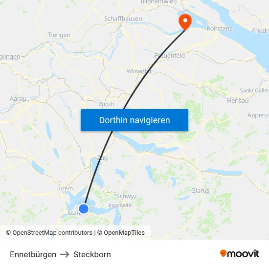 Ennetbürgen to Steckborn map