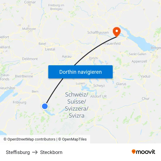 Steffisburg to Steckborn map