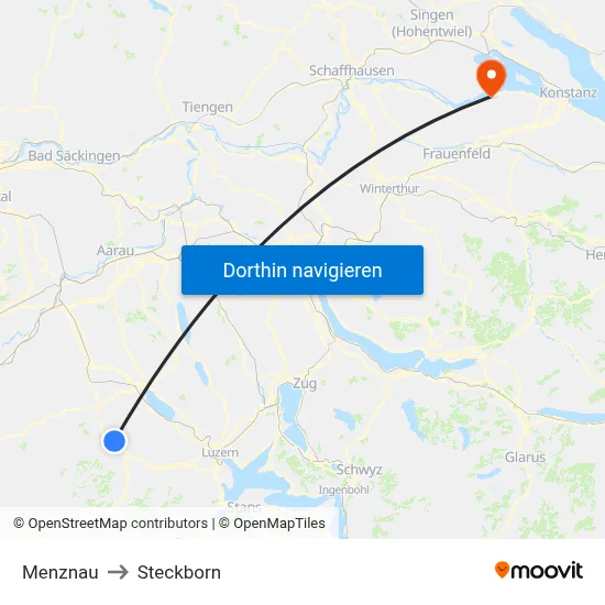 Menznau to Steckborn map