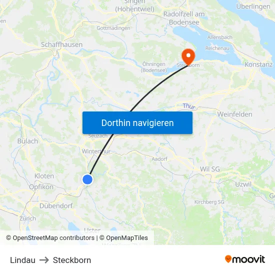 Lindau to Steckborn map