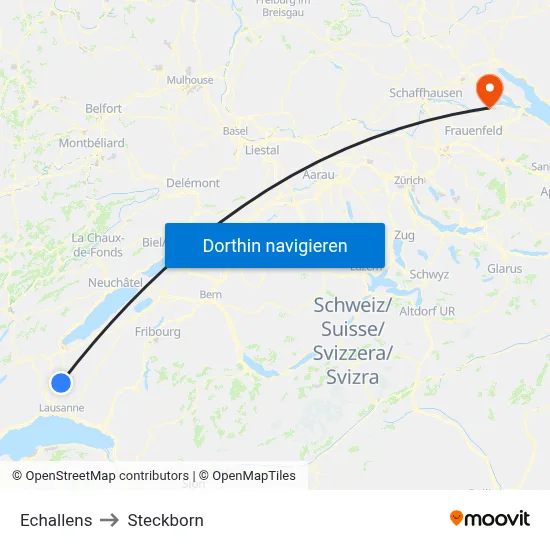 Echallens to Steckborn map