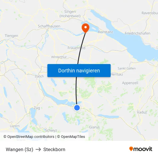 Wangen (Sz) to Steckborn map