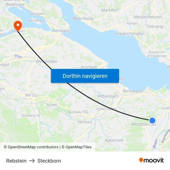 Rebstein to Steckborn map